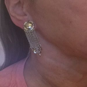 Silvertone drop earring,pierced